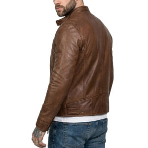 Brown leather jacket for men