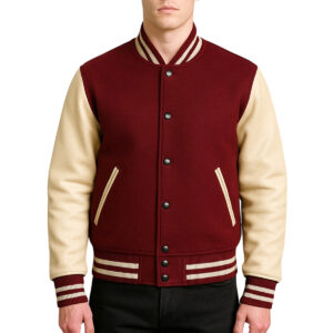 Men Maroon Varsity Jacket