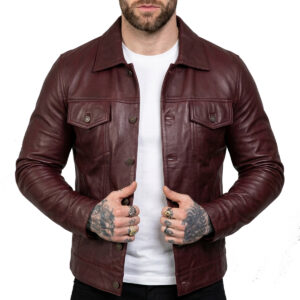 Men Maroon leather jacket