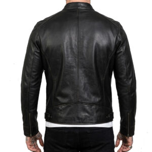 Men black classic leather jacket