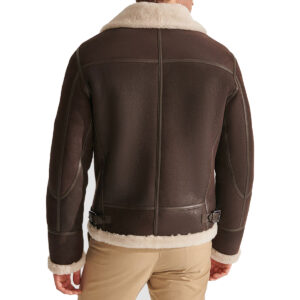 Men brown shearling leather jacket