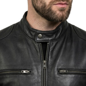 Men leather jacket black