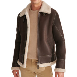 Men shearling leaher jacket