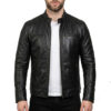 Men's Black Lambskin Biker Style Leather Jacket