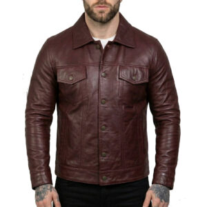 leather jacket for men maron